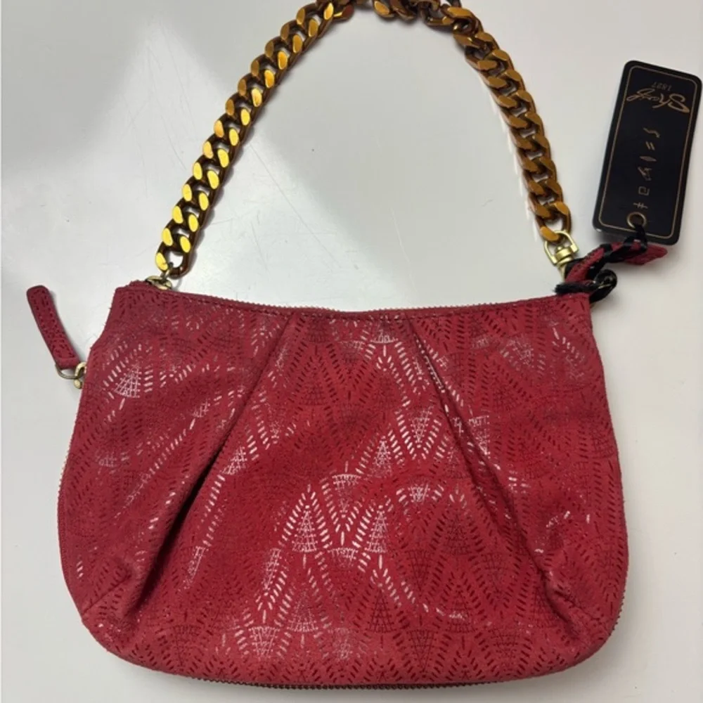 Sharif‎ chain strap red leather mini bag clutch